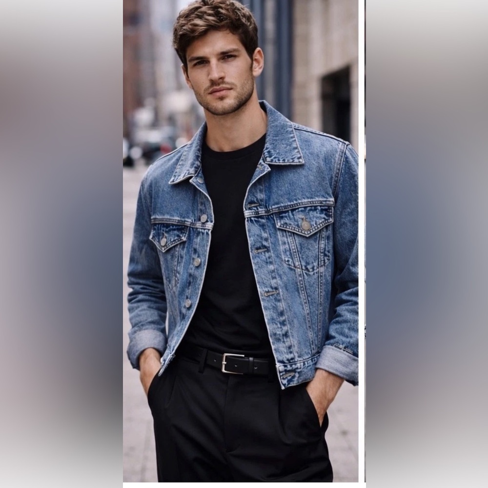 Helmut Lang Denim Jacket Italy Minimalist Archive Cropped Trucker Large  men